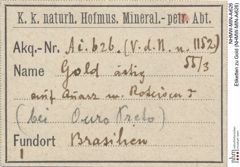 Etiketten zu Gold (NHMW-MIN-Ai626)